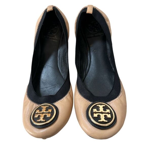 Tory Burch Carolines Tan leather and Black Accents 9.5 - Picture 1 of 8